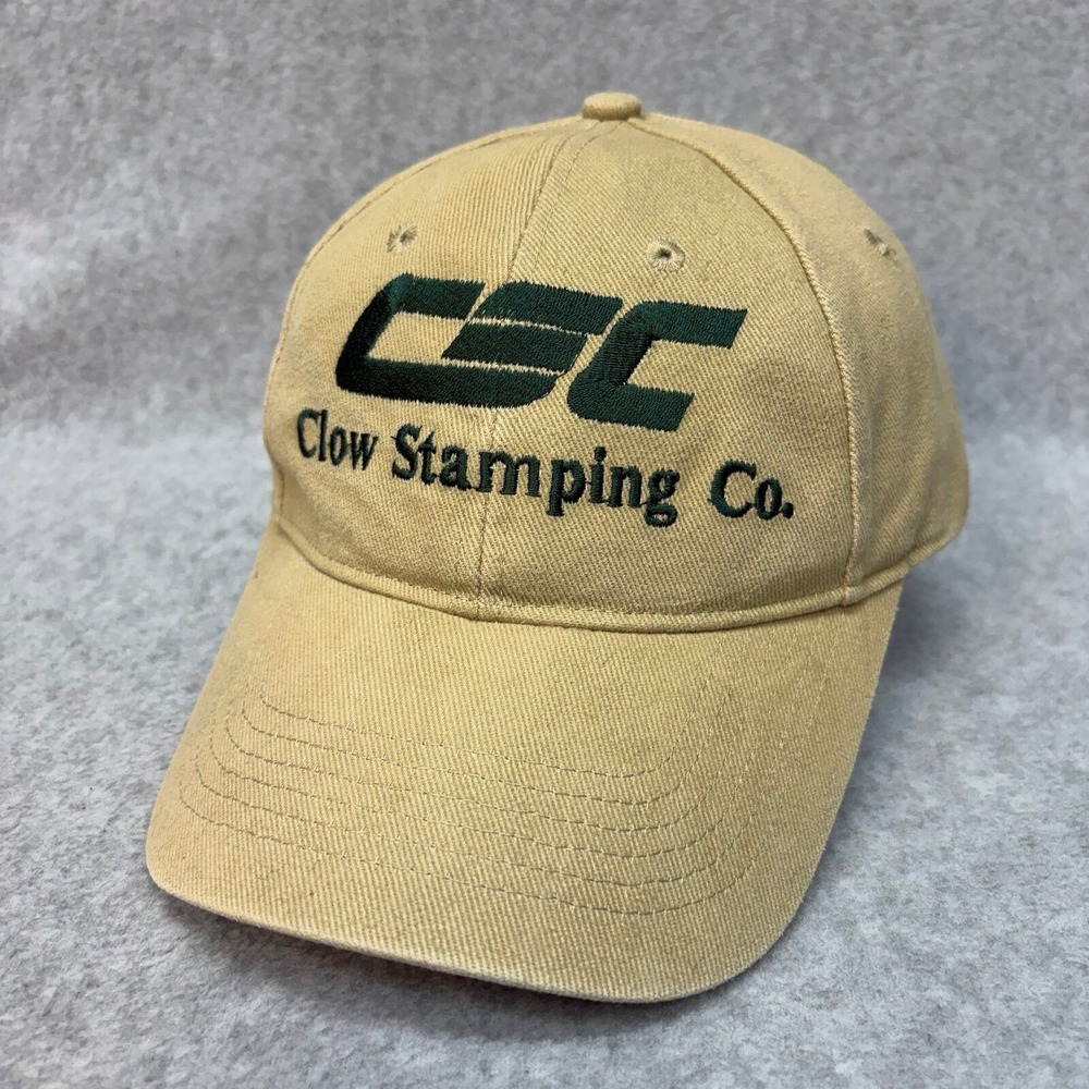Anvil Clow Stamping Co. OSFM Khaki Green Embroidered Strapback Baseball Hat